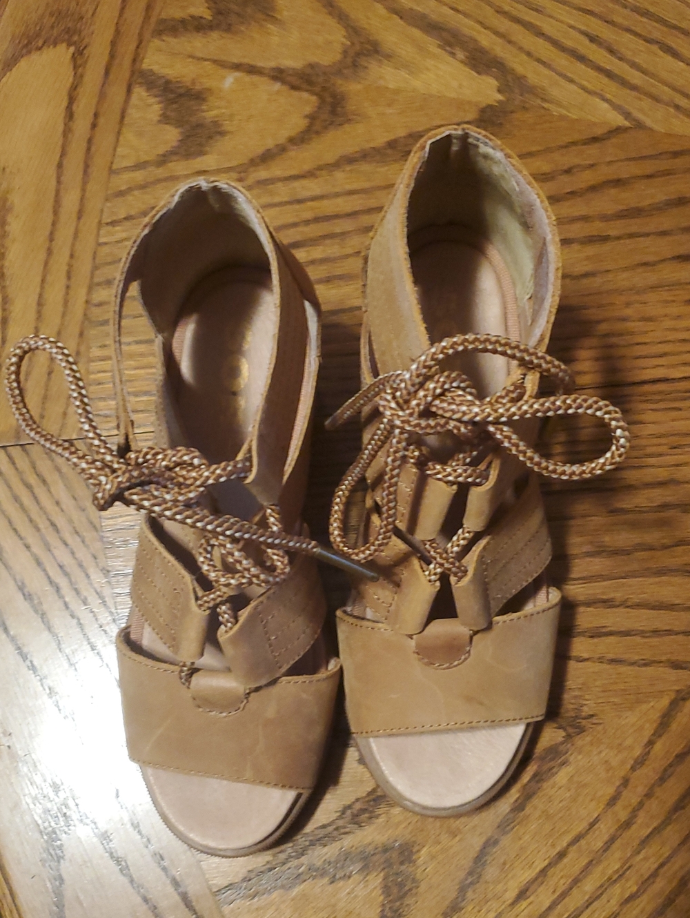 Sorel Women’s Tan Lace-Up Open-Toe Heeled Sandals